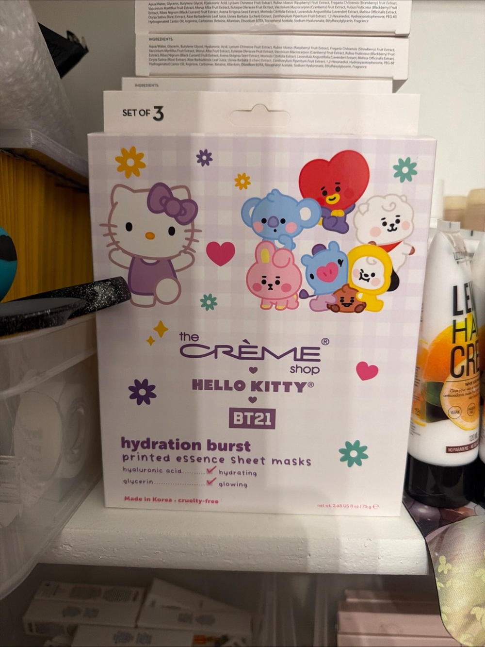 The Crème Shop Hello Kitty BT21 Hydration Burst Sheet Mask Set – Purple